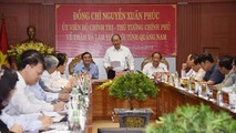 Thủ tướng Nguyễn Xuân Phúc làm việc với lãnh đạo chủ chốt tỉnh Quảng Nam về tình hình kinh tế - xã hội địa phương vào tháng 3/2019.