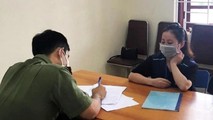 Công an làm việc với chị Lữ Thị H sau khi chị này đăng thông tin sai sự thật lên Facebook. (Ảnh: T.H)