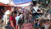 Người dân mua thịt của chị Xuyến sau sự việc làm bẩn thịt lợn