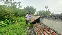 Ông Nguyễn Đình Lược cho rằng chủ tịch xã giật đổ cột nhà đang xây của gia đình ông nhưng không có quyết định cưỡng chế.