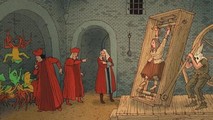 Họa hình cảnh một nữ phù thủy châu Âu bị đưa lên đoạn đầu đài.