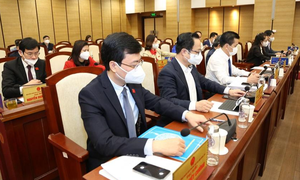 Các đại biểu bấm nút thông qua dự thảo Nghị quyết.