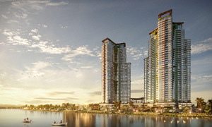 2 toà tháp trị liệu The Landmark thuộc tổ hợp khoáng nóng Swanlake Residences.