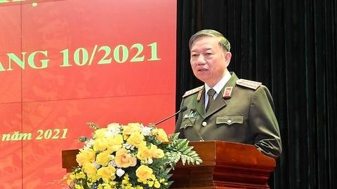 Bộ trưởng Tô Lâm phát biểu chỉ đạo tại hội nghị. Ảnh: congan.com.vn