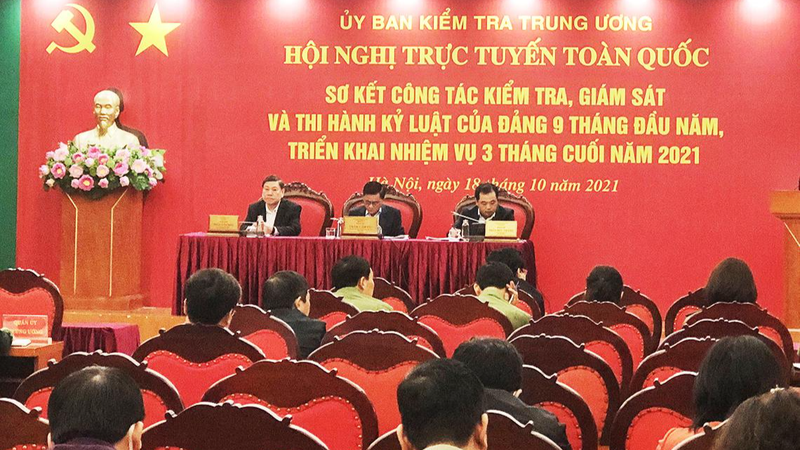 Điểm cầu trực tuyến tại Ủy ban Kiểm tra Trung ương.