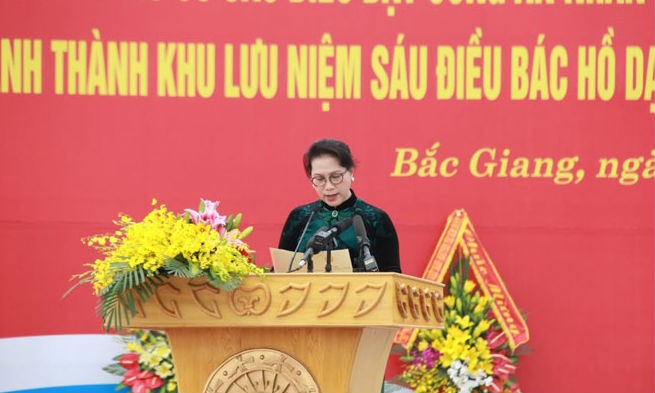 Chủ tịch Quốc hội Nguyễn Thị Kim Ngân phát biểu tại buổi Lễ. Ảnh CAND
