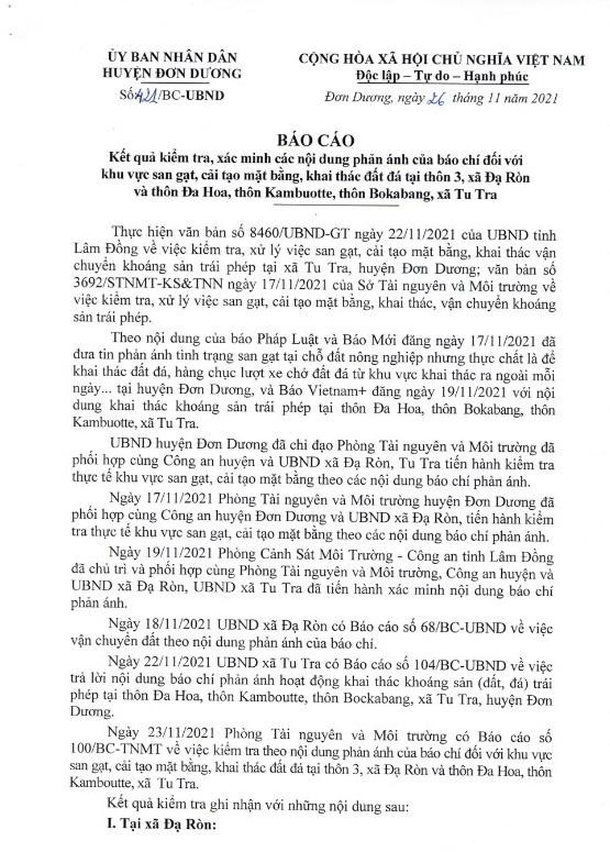 Tiếp bài nhức nhối nạn khai thác lậu khoáng sản: Báo cáo bị đánh giá “bất thường” của UBND huyện Đơn Dương ảnh 1