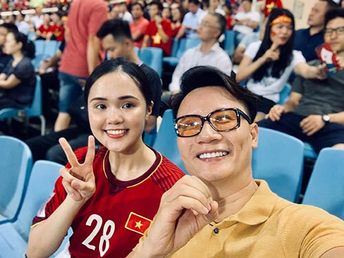 Hoàng Bách tại sân vận động Mỹ Đình. Ảnh: HB.