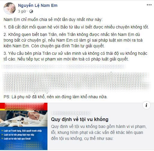Bị tố giật bạn trai, Nam Em yêu cầu Bảo Trân tự giải quyết chuyện gia đình hình ảnh 2 bi to giat ban trai, nam em yeu cau bao tran tu giai quyet chuyen gia dinh hinh anh 2