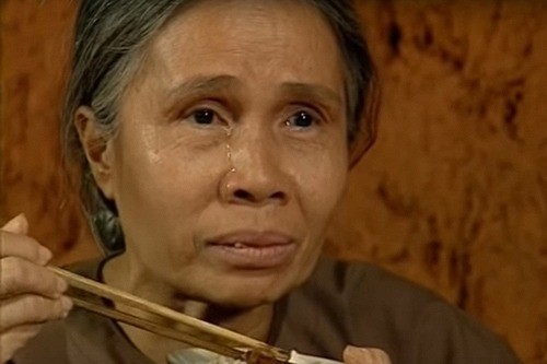 Nghệ sĩ Ánh Hoa lấy đi nhiều nước mắt khán giả khi vào vai bà lão nghèo khổ sống cùng con gái và các cháu ngoại trong phim Giã từ dĩ vãng.