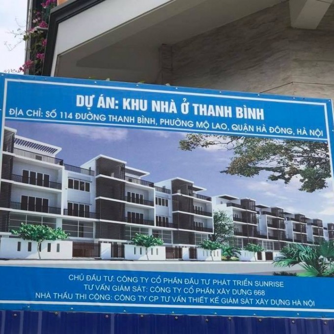 Công ty CP Giấy gỗ Hà đông đang nợ tiền sử dụng đất ở dự án đầu tư xây dựng Khu nhà ở Thanh Bình tại 114 đường Thanh Bình, phường Mộ Lao, quận Hà Đông.