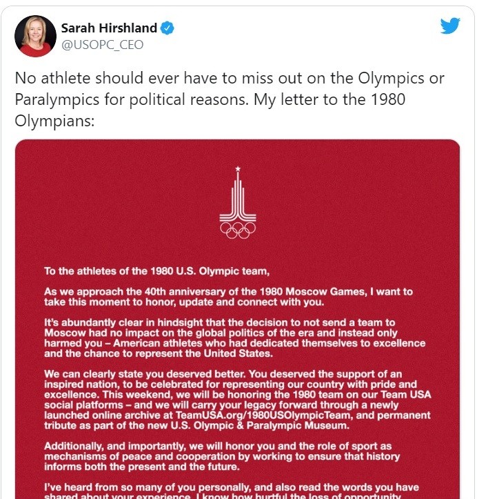 Lời xin lỗi muộn màng 40 năm sau Thế vận hội Moscow 1980 ảnh 1