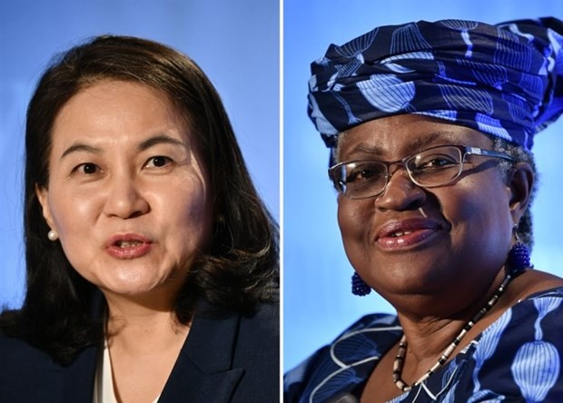 Hai nữ ứng viên Ngozi Okonjo-Iweala (Nigeria, bên phải) và Yoo Myung-hee (Hàn Quốc).