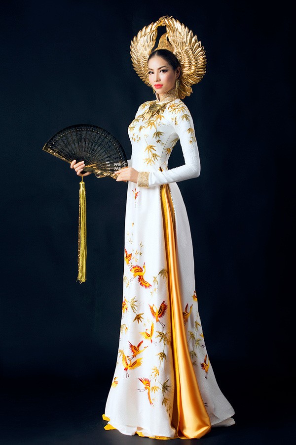 Kết quả hình ảnh cho ao dai Viet Nam sao Viet Tóc búi