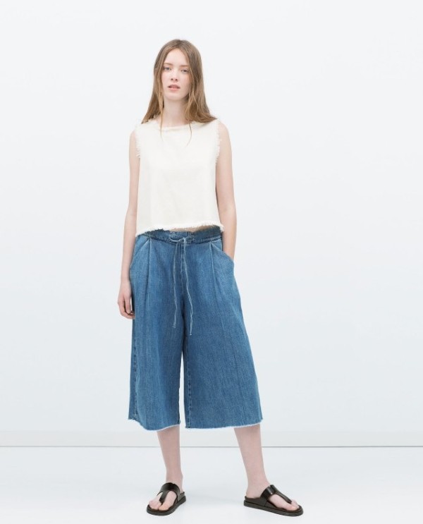 Kết quả hình ảnh cho Quần culottes bò sao Châu Âu