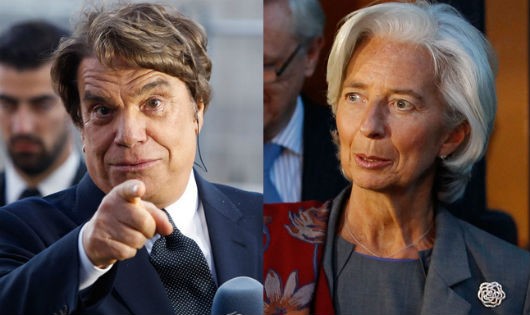 Bà Lagarde (phải) và doanh nhân Bernard Tapie