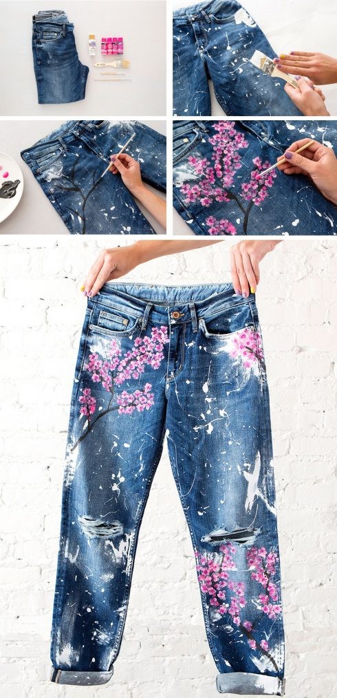quần jeans họa tiết