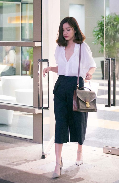 Kết quả hình ảnh cho Quần Culottes sao Châu Âu