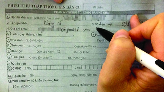 l Phiếu thu thập thông tin dân cư gây “choáng” đối với nhiều người dân Thủ đô.