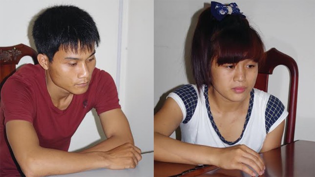 Cao Văn Danh và Trần Thị Ngân tại cơ quan công an. Ảnh: P.T