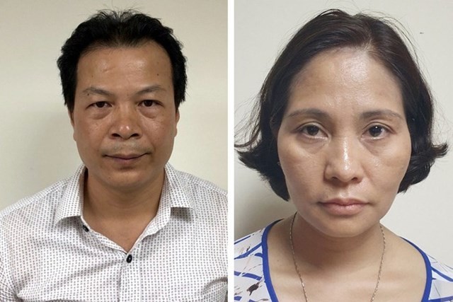 Bị can Nguyễn Ngọc Quỳnh và Nguyễn Thị Kim Dung. Ảnh do Bộ Công an cung cấp.
