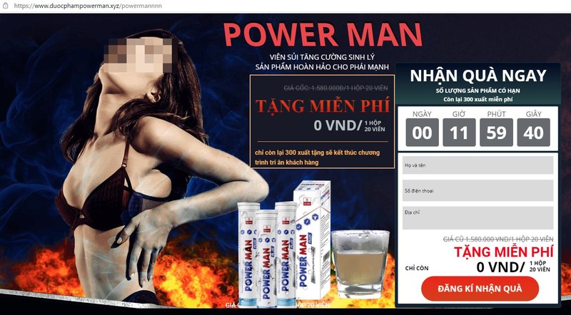 Sản phẩm Power Man Plus tặng nhưng phải đóng thuế 10% VAT.