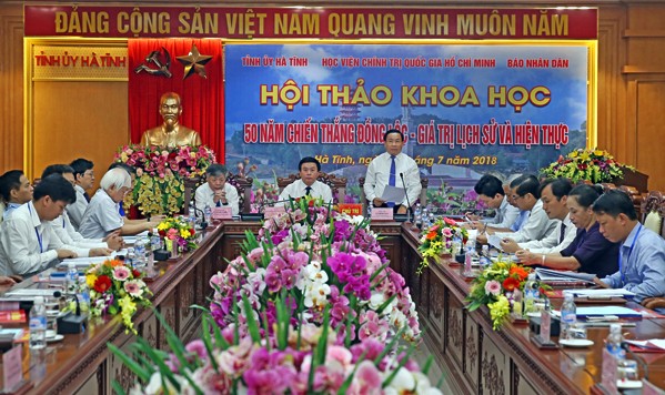 Quang cảnh Hội thảo khoa học "50 năm Chiến thắng Đồng Lộc - Giá trị lịch sử và hiện thực"