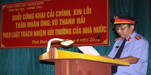 lVKSND tỉnh Bà Rịa - Vũng Tàu xin lỗi thân nhân của ông Vũ Thanh Hải - người đã bị hàm oan, tự tử 10 năm trước.