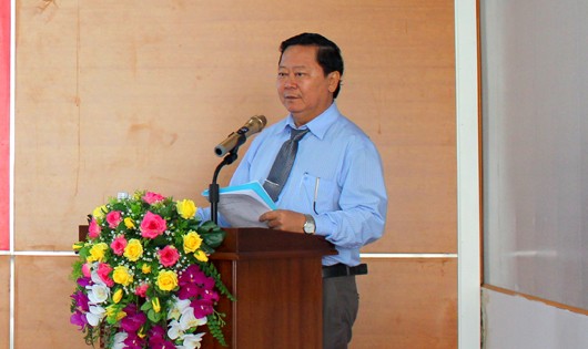 Bác sĩ CK.II Nguyễn Trường Giang, Giám Đốc Bệnh viện Ung bướu TP Cần Thơ phát biểu tại hội nghị.