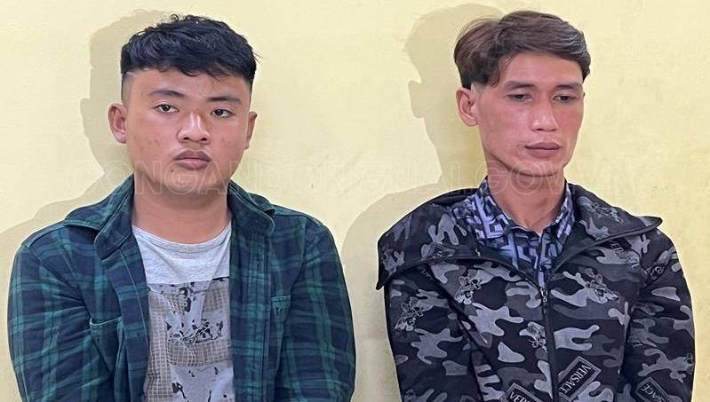 Đối tượng Trần Hoàng Thiện và Hồ Phương Hùng (từ trái qua).