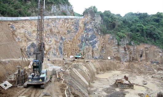 Một góc công trường tại dự án đang xây dựng