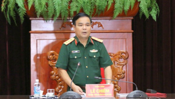 Thượng tướng Lê Chiêm phát biểu tại buổi kiểm tra