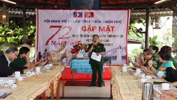 Ông Nguyễn Đức Thuận, Trưởng Ban liên lạc Quân tình nguyện Việt - Lào phát biểu tại sự kiện.