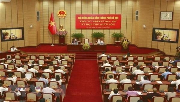 Kỳ họp thứ 14 (kỳ họp không thường kỳ) của HĐND TP Hà Nội. Ảnh: Văn Điệp/TTXVN