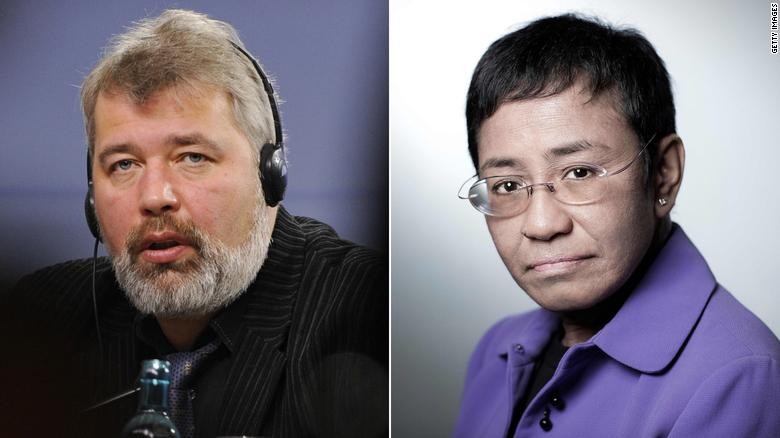 Hai nhà báo Dmitry Muratov và Maria Ressa được Giải Nobel Hòa bình 2021.