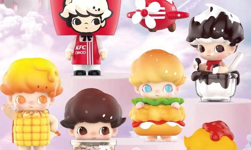 Những búp bê của Pop Mart Dimoo KFC phiên bản giới hạn. (Ảnh: Sina Weibo)