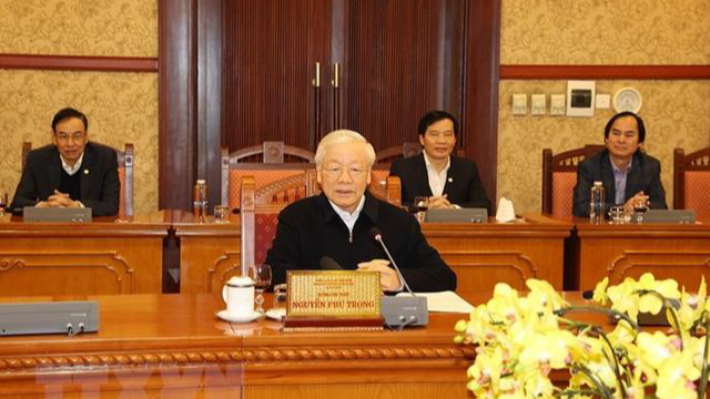 Tổng Bí thư Nguyễn Phú Trọng chủ trì cuộc họp của Ban Bí thư Trung ương Đảng ngày 8/2/2022.
