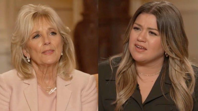 Bà Jill Biden chia sẻ với người dẫn chương trình Kelly Clarkson. Ảnh: AFP