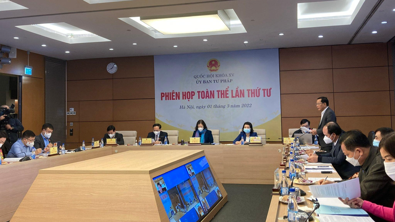 Phiên họp toàn thể lần thứ 4 theo hình thức trực tuyến của Ủy ban Tư pháp của Quốc hội sáng 1/3/2022.
