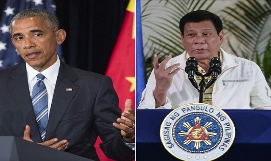 Tổng thống Mỹ Obama (trái) và người đồng cấp Philippines Duterte.