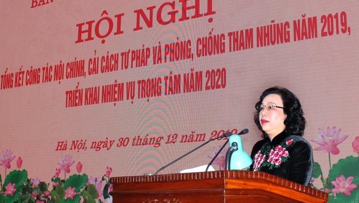 Phó Bí thư Thành ủy Hà Nội Ngô Thị Thanh Hằng phát biểu tại Hội nghị.