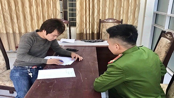 Đối tượng Nguyễn Ngọc Văn tại cơ quan Công an.