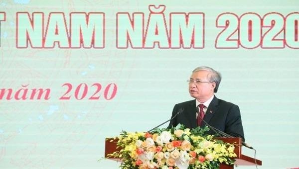 Ủy viên Bộ Chính trị, Thường trực Ban Bí thư Trần Quốc Vượng phát biểu tại buổi Lễ.