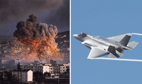 Máy bay chiến đấu Mỹ không kích Syria. (Ảnh tư liệu: Daily Express).
