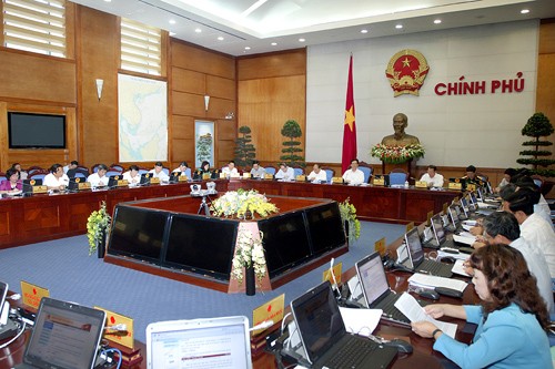 Quang cảnh buổi họp báo thường kỳ tháng 4 của VPCP.