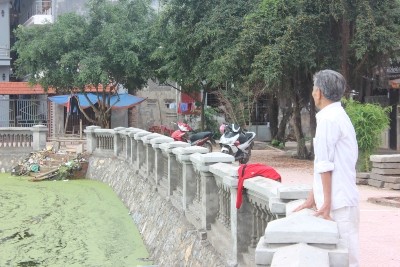 Phần kè móng của công trình ao Gồ thôn Thượng.
