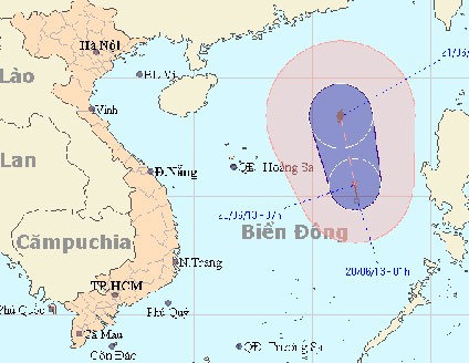 Hình ảnh áp thấp nhiệt đới lúc 7h ngày 20/6.